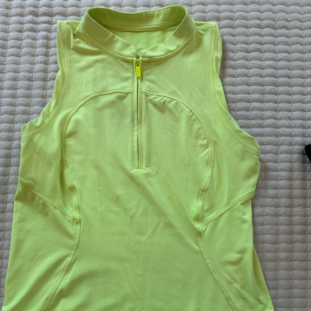 Womens Lululemon Tennis ball green zip tank top